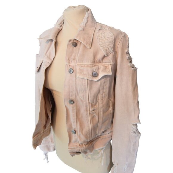 J Brand Jacket Harlow Distressed Trucker Moto Jacket Grunge Size Small Denim - Picture 2 of 15